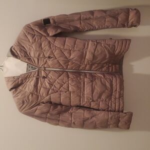 BERNARDO purple packable puffer jacket with hood, size XS